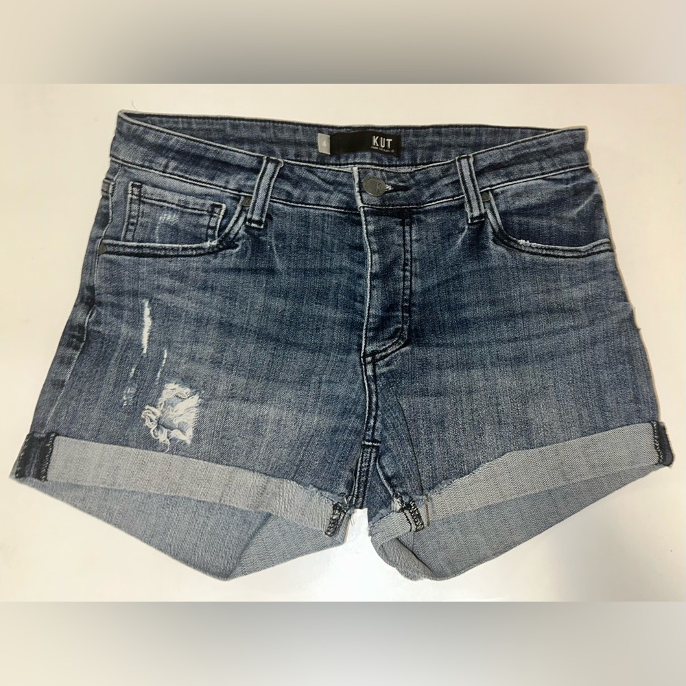 Kut From The Kloth Madeline Boyfriend Denim Jean Shorts Womens Size 4 Distressed